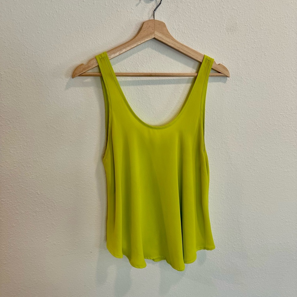 Nordstrom B.P. Lime Green Scoop Neck Tank Top, Semi-Sheer blouse